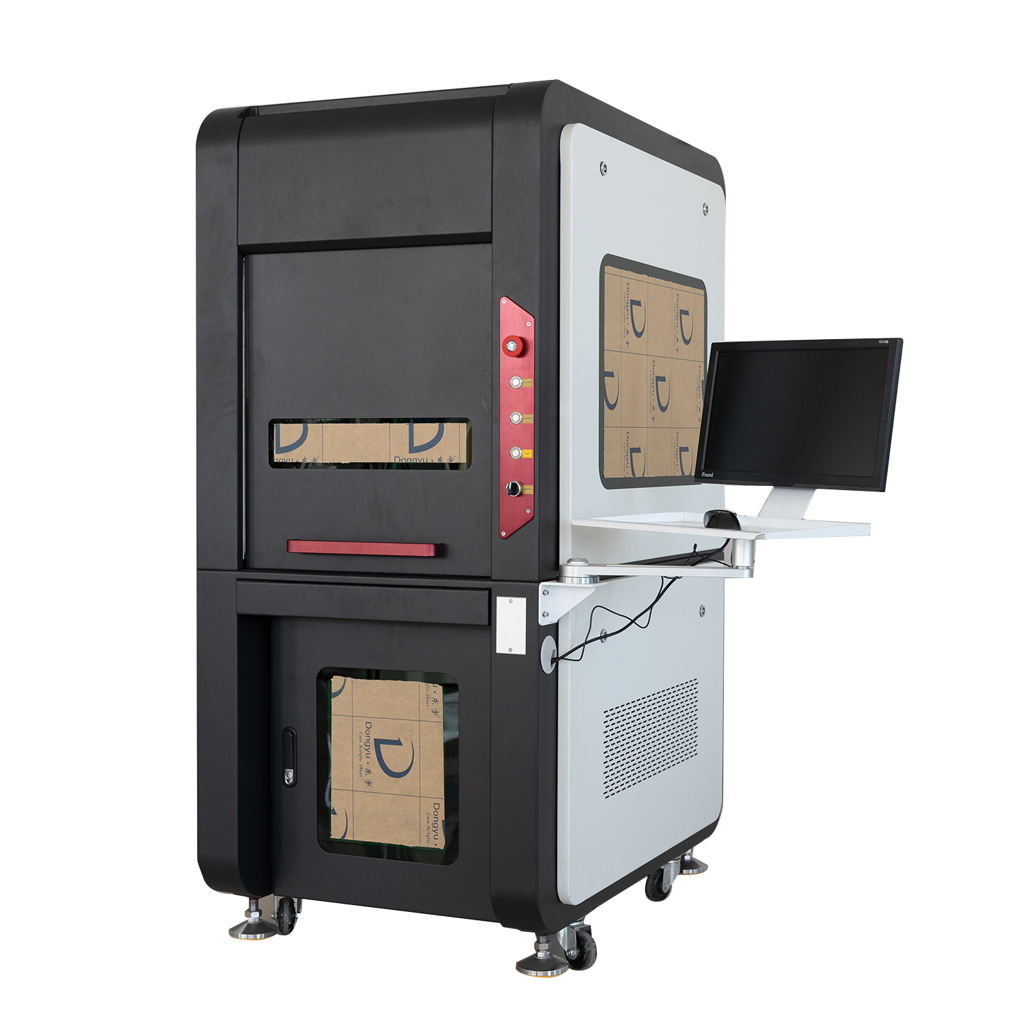 Máquina de marcação a laser de fibra 20W 30W JPT MOPA máquina de gravação a laser com rotativo